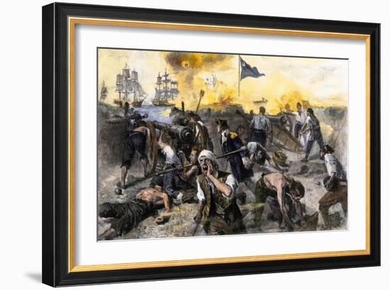 American Defense of Fort Moultrie on Sullivan's Island, Charleston Sc, 1776-null-Framed Giclee Print