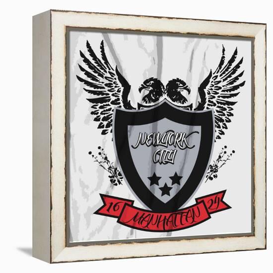 American Eagle Linework Vector-emeget-Framed Stretched Canvas