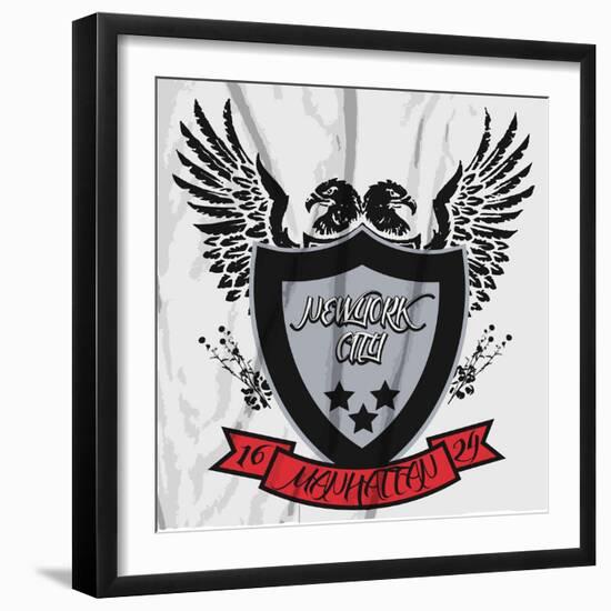 American Eagle Linework Vector-emeget-Framed Art Print