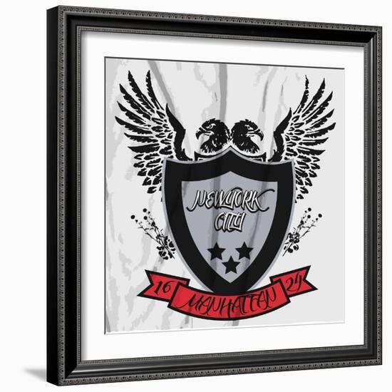 American Eagle Linework Vector-emeget-Framed Art Print