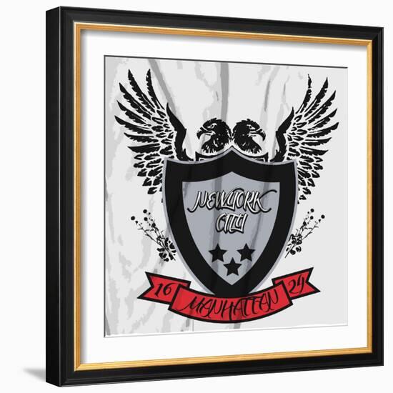 American Eagle Linework Vector-emeget-Framed Art Print