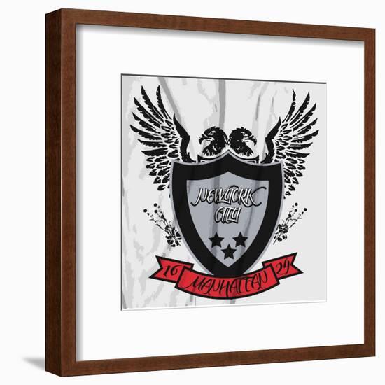 American Eagle Linework Vector-emeget-Framed Art Print