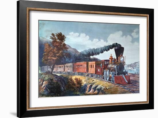 American Express Train, 1864-Currier & Ives-Framed Giclee Print