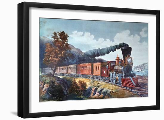 American Express Train, 1864-Currier & Ives-Framed Giclee Print