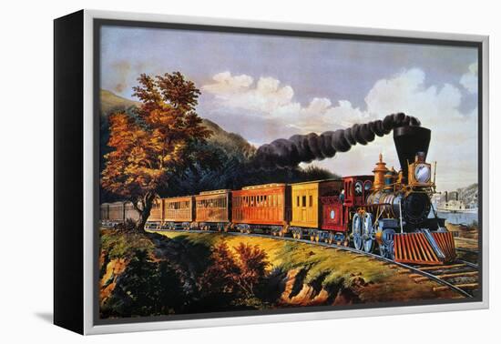 American Express Train-Currier & Ives-Framed Premier Image Canvas