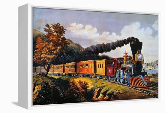 American Express Train-Currier & Ives-Framed Premier Image Canvas