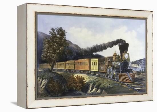 American Express Train-Currier & Ives-Framed Premier Image Canvas