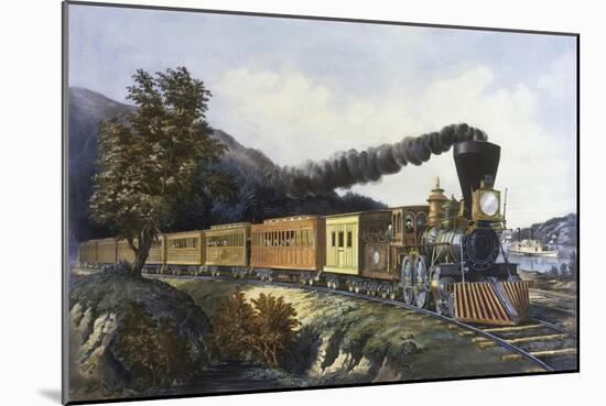 American Express Train-Currier & Ives-Mounted Giclee Print