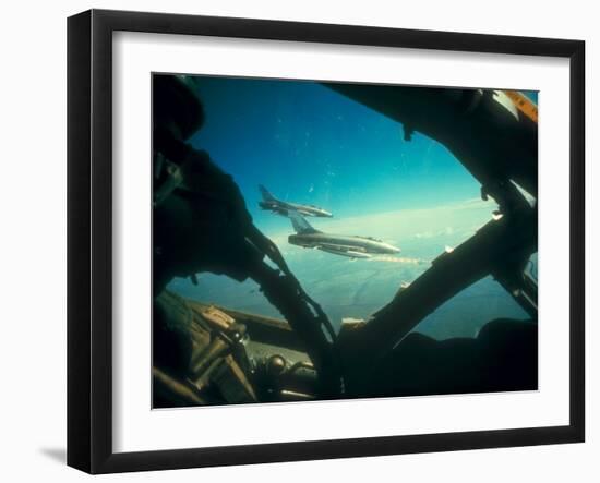 American F-100 Firing Bullpup Missile at Target During Vietnam War Air Mission-null-Framed Photographic Print