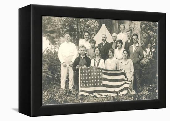 American Family Reunion with Flag-null-Framed Stretched Canvas