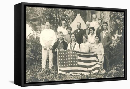 American Family Reunion with Flag-null-Framed Stretched Canvas