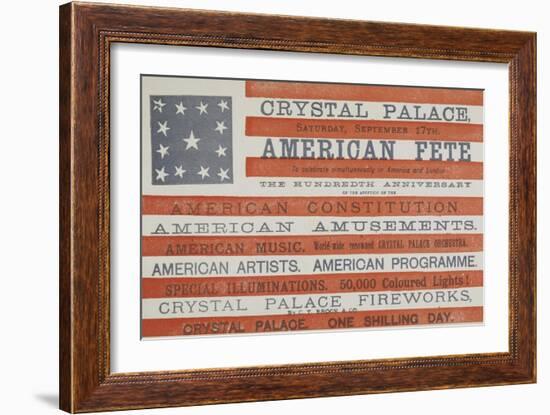 American Fete at Crystal Palace, Saturday, September 17th-null-Framed Giclee Print