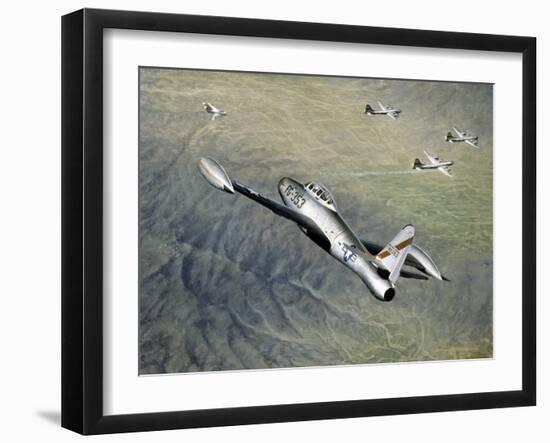 American Fighter Planes Flying over North Korea-null-Framed Giclee Print