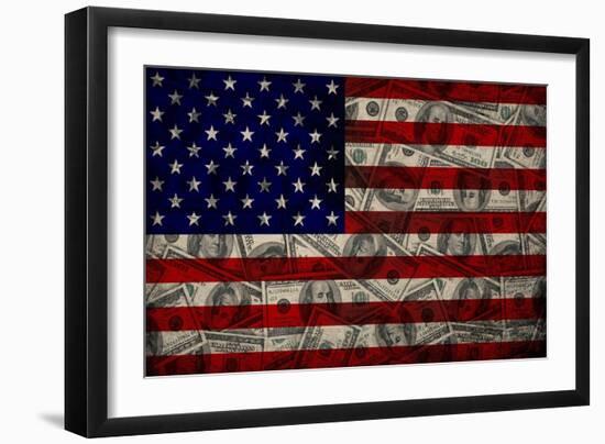 American Flag And Dollars-alexfiodorov-Framed Art Print