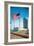 American Flag and United Nations Buildings, New York City-null-Framed Art Print