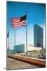 American Flag and United Nations Buildings, New York City-null-Mounted Art Print