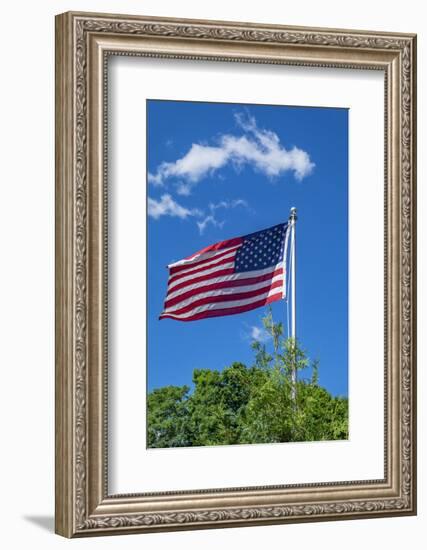 American flag blowing in the wind, USA-Lisa Engelbrecht-Framed Photographic Print