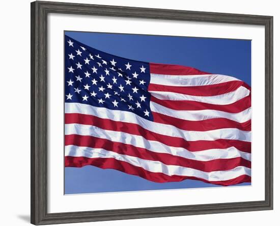 American Flag Blowing in the Wind-Joseph Sohm-Framed Photographic Print