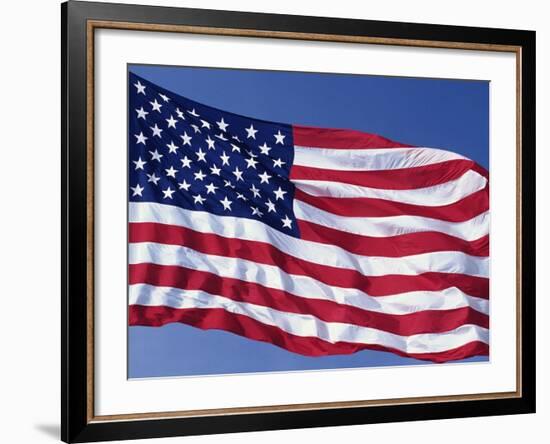 American Flag Blowing in the Wind-Joseph Sohm-Framed Photographic Print