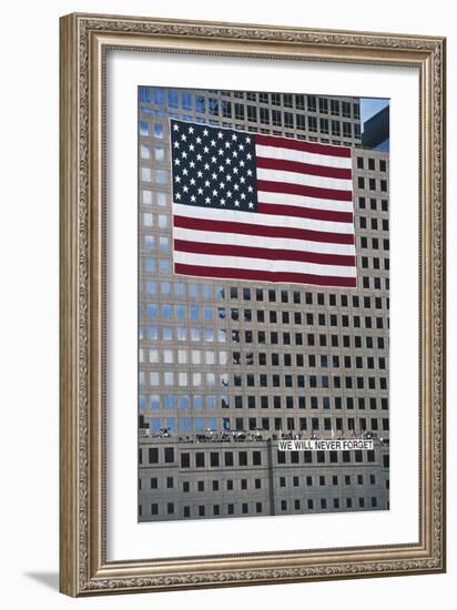 American Flag, Commemorating the Attack on the World Trade Center, Ground Zero, New York, USA-null-Framed Giclee Print