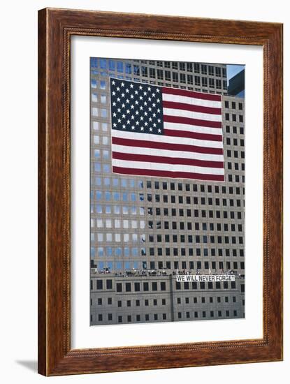 American Flag, Commemorating the Attack on the World Trade Center, Ground Zero, New York, USA-null-Framed Giclee Print