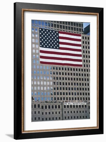 American Flag, Commemorating the Attack on the World Trade Center, Ground Zero, New York, USA-null-Framed Giclee Print