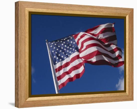 American Flag Flaps in Wind, Cle Elum, Washington, USA-Nancy & Steve Ross-Framed Premier Image Canvas