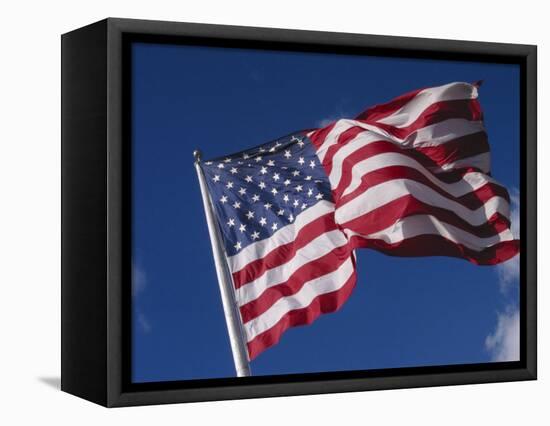 American Flag Flaps in Wind, Cle Elum, Washington, USA-Nancy & Steve Ross-Framed Premier Image Canvas