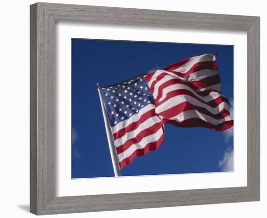 American Flag Flaps in Wind, Cle Elum, Washington, USA-Nancy & Steve Ross-Framed Photographic Print