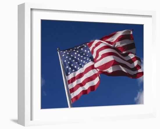 American Flag Flaps in Wind, Cle Elum, Washington, USA-Nancy & Steve Ross-Framed Photographic Print