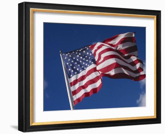 American Flag Flaps in Wind, Cle Elum, Washington, USA-Nancy & Steve Ross-Framed Photographic Print