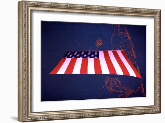 American Flag in Grand Central Station NYC-null-Framed Photo