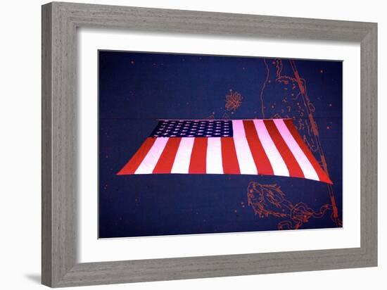 American Flag in Grand Central Station NYC-null-Framed Photo