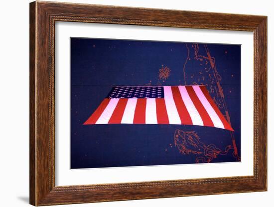 American Flag in Grand Central Station NYC-null-Framed Photo