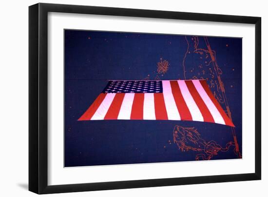 American Flag in Grand Central Station NYC-null-Framed Photo