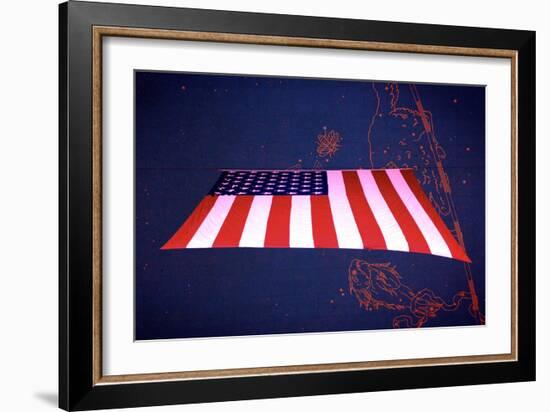 American Flag in Grand Central Station NYC-null-Framed Photo