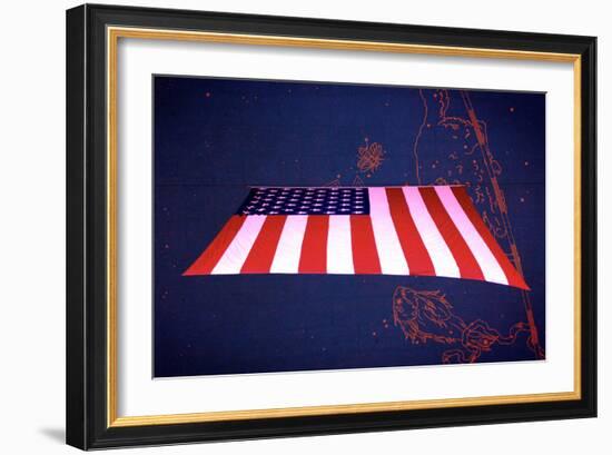 American Flag in Grand Central Station NYC-null-Framed Photo