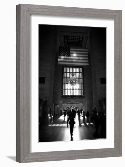 American Flag in Grand Central Station-null-Framed Photo