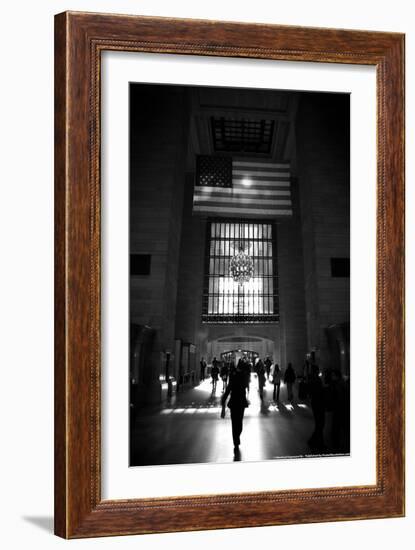 American Flag in Grand Central Station-null-Framed Photo