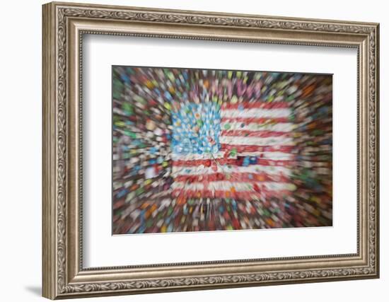 American flag in Post Alley Gum Wall near Pike Place in Seattle, Washington State.-Michele Niles-Framed Photographic Print