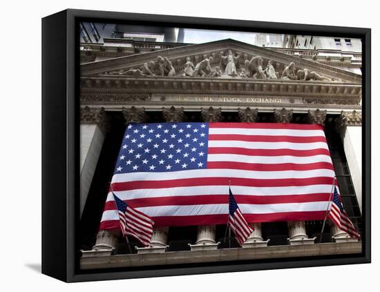 American Flag, New York Stock Exchange Building, Lower Manhattan, New York City, New York, Usa-Paul Souders-Framed Premier Image Canvas