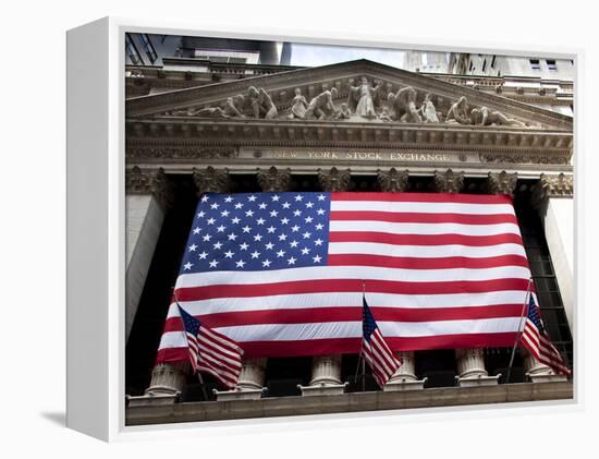 American Flag, New York Stock Exchange Building, Lower Manhattan, New York City, New York, Usa-Paul Souders-Framed Premier Image Canvas