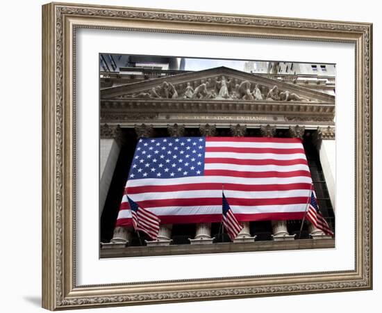 American Flag, New York Stock Exchange Building, Lower Manhattan, New York City, New York, Usa-Paul Souders-Framed Photographic Print