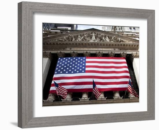 American Flag, New York Stock Exchange Building, Lower Manhattan, New York City, New York, Usa-Paul Souders-Framed Photographic Print