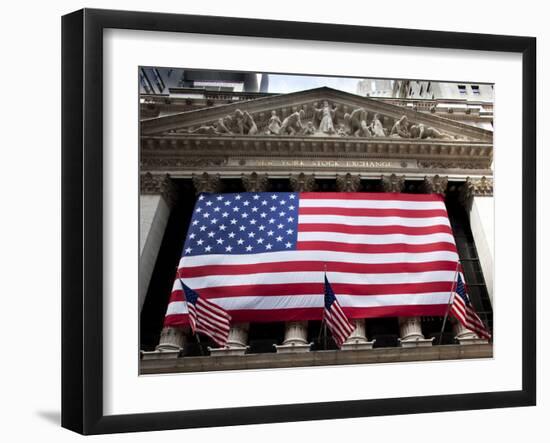 American Flag, New York Stock Exchange Building, Lower Manhattan, New York City, New York, Usa-Paul Souders-Framed Photographic Print