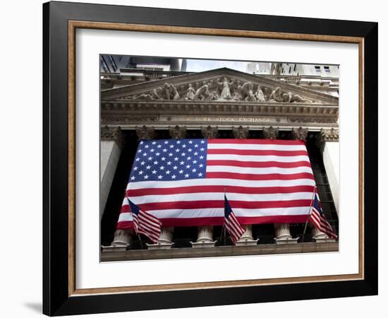 American Flag, New York Stock Exchange Building, Lower Manhattan, New York City, New York, Usa-Paul Souders-Framed Photographic Print