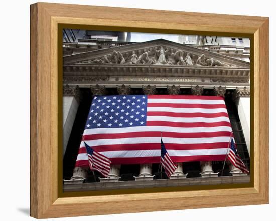 American Flag, New York Stock Exchange Building, Lower Manhattan, New York City, New York, Usa-Paul Souders-Framed Premier Image Canvas