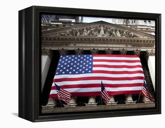 American Flag, New York Stock Exchange Building, Lower Manhattan, New York City, New York, Usa-Paul Souders-Framed Premier Image Canvas