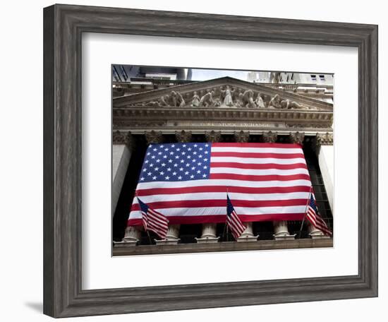 American Flag, New York Stock Exchange Building, Lower Manhattan, New York City, New York, Usa-Paul Souders-Framed Photographic Print