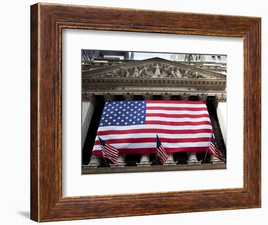 American Flag, New York Stock Exchange Building, Lower Manhattan, New York City, New York, Usa-Paul Souders-Framed Photographic Print